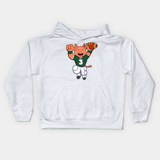 Cat at Sports with Football & Jersey Kids Hoodie